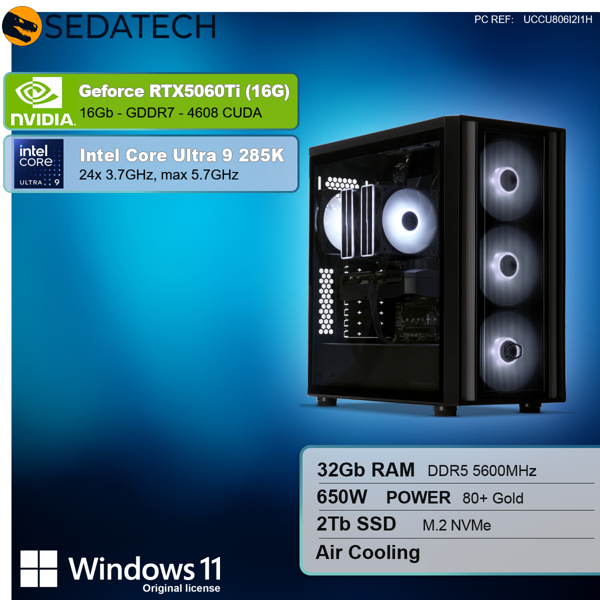 PC Gamer, Intel Core Ultra 9 285K, Geforce RTX5060Ti 16Gb