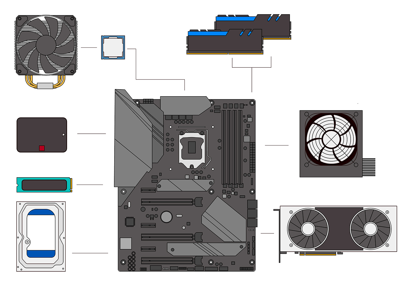 Mini PC Sedatech Mini-PC Gamer Watercooling • AMD Ryzen 5 5600G • RTX3060 •  16Go RAM • 500Go SSD M.2 • 2To HDD • Windows 11